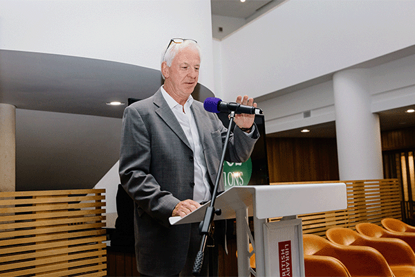 Frank Hurst speaking at the British Library for the launch of Peccavi Plot